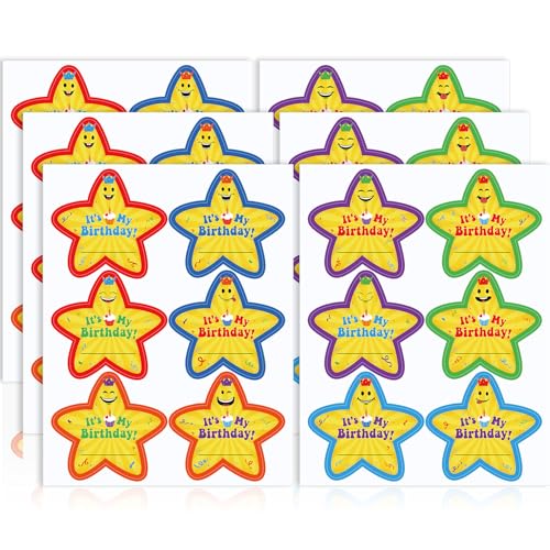 Eersida 36 Pcs Birthday Star Adhesive Badges Set Its My Birthday Badges Supplies for Birthday Theme Party Holiday Event Gift Supplies