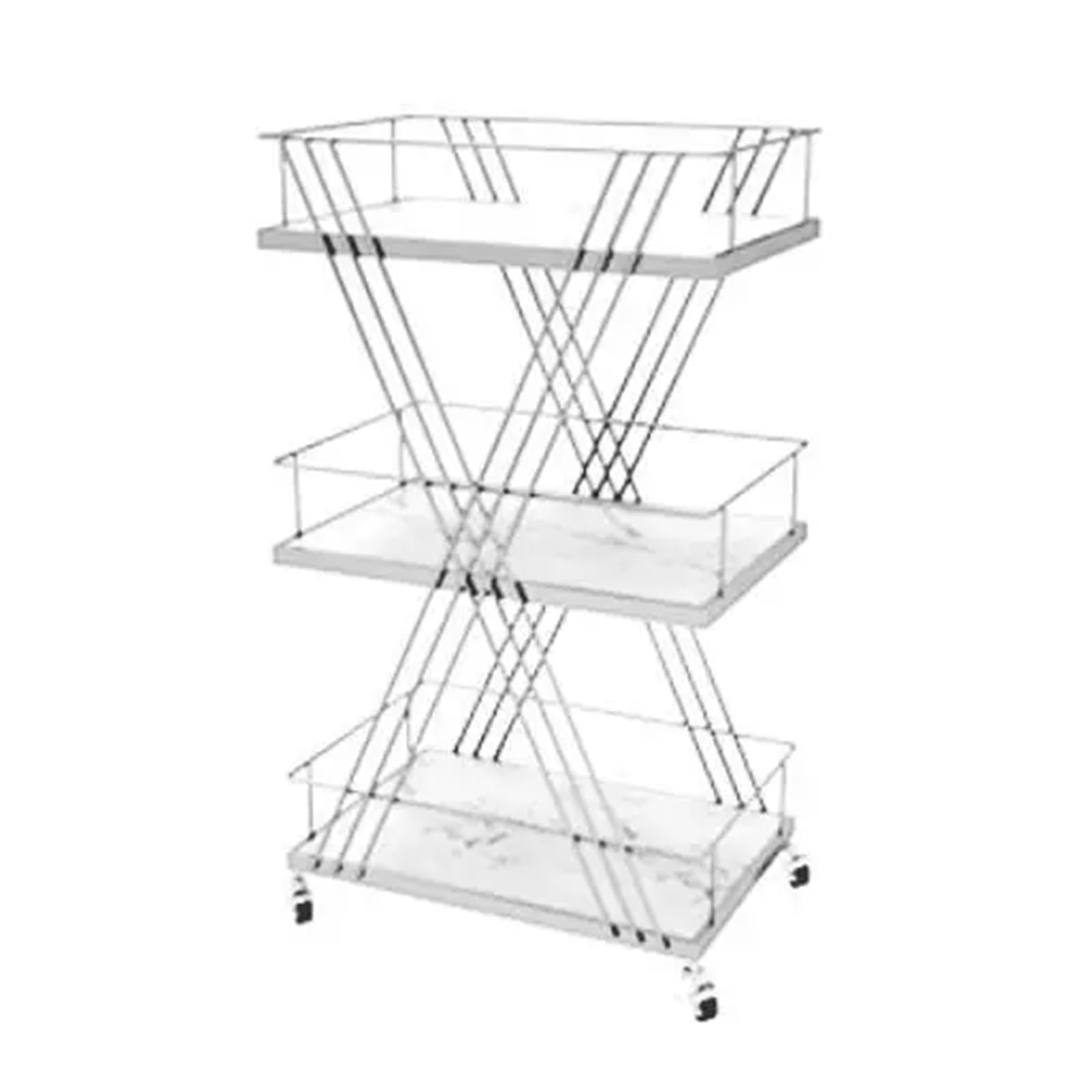 FZL02068LM Serving Trolleys Mobile Trolley,Storage Rack with Whee,l Basket,Multi-layer Carts,Kitchen Furniture Organization(White)