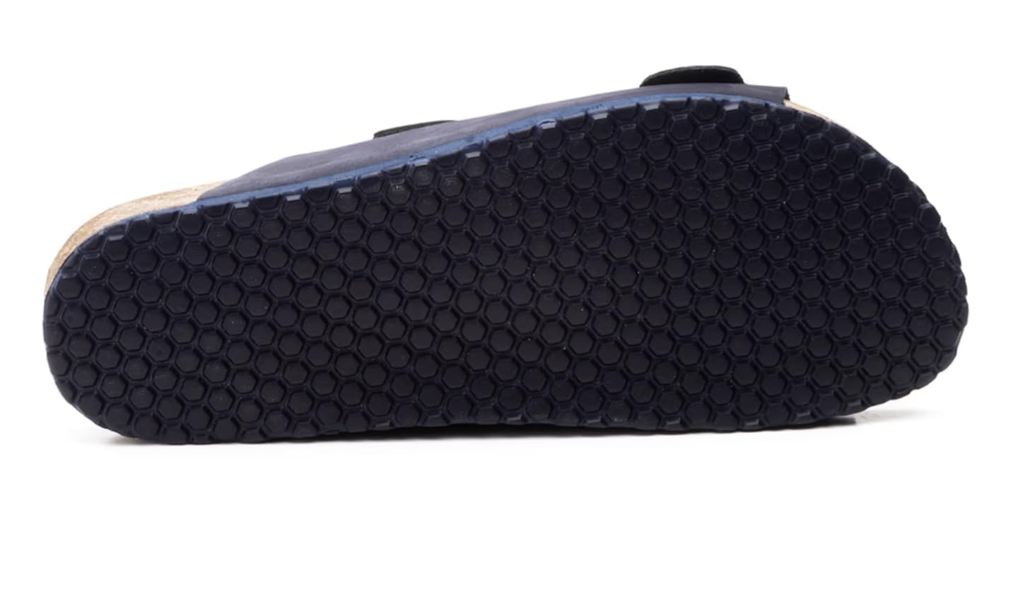 Genérico Sandalia de Piel para Hombre, Estilo Casual con Doble Hebilla, Color Marino, Marrón y negro