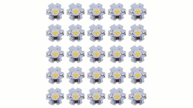 Image of Hyuduo 1W 5V LED Chip Bulb, Light Beads 200lm Brightness High Bead Light Source Chip with Aluminum Plate for Floodlight, Pack of 25(Warm White 30003200K)