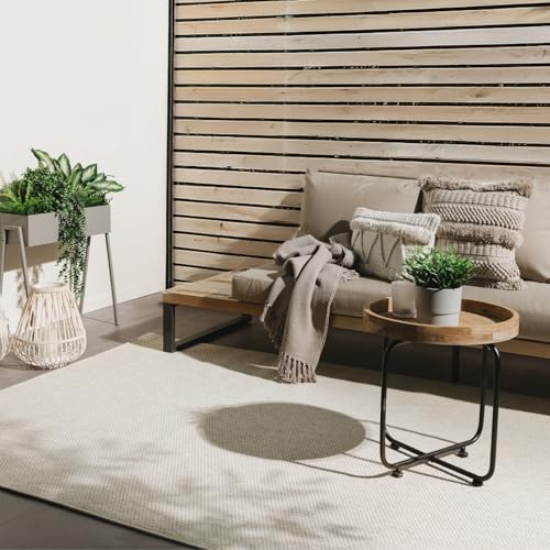 benuta Basic Tapis Extérieur & Intérieur Iowa - Crème 160x230 cm - Look Jute Boho - Résistant UV - pour Balcon, terrasse, Jardin, Cuisine, Salon - Durable,...