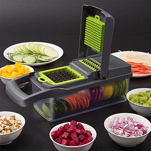 Coupe légumes multifonction vert avec 7 couteaux en acier inoxydable - 8