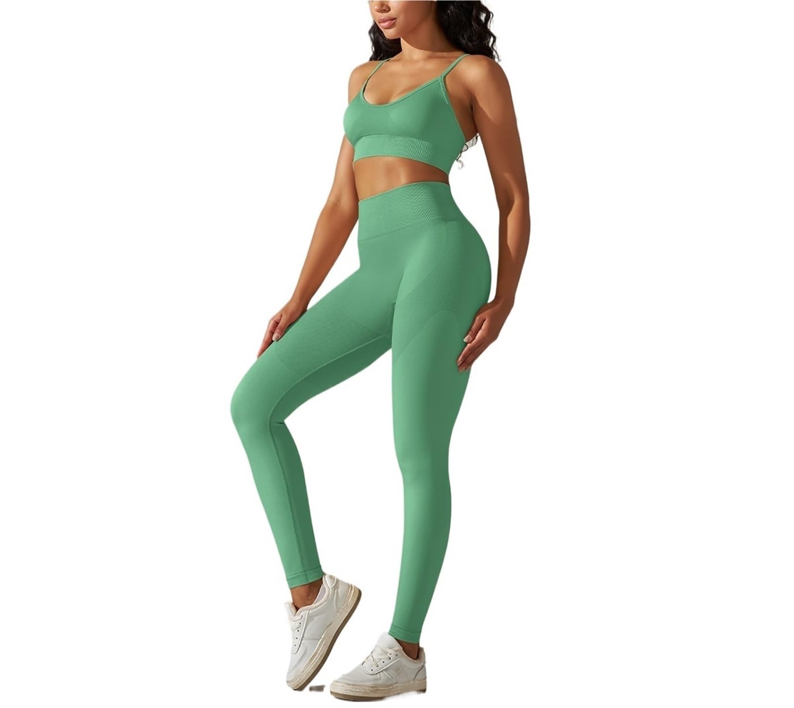 Leggings da yoga Set Abiti da allenamento per le donne Reggiseno sportivo senza cuciture Set a vita alta Fitness Abbigliamento da palestra