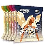 The Good Chocolate - Keto Chocolate Variety Pack, Zero Sugar, Lower Net Carb Snack, Lower Calorie Chocolate Candy Variety Pack, 6 Flavors, 6 Square Sampler Pack