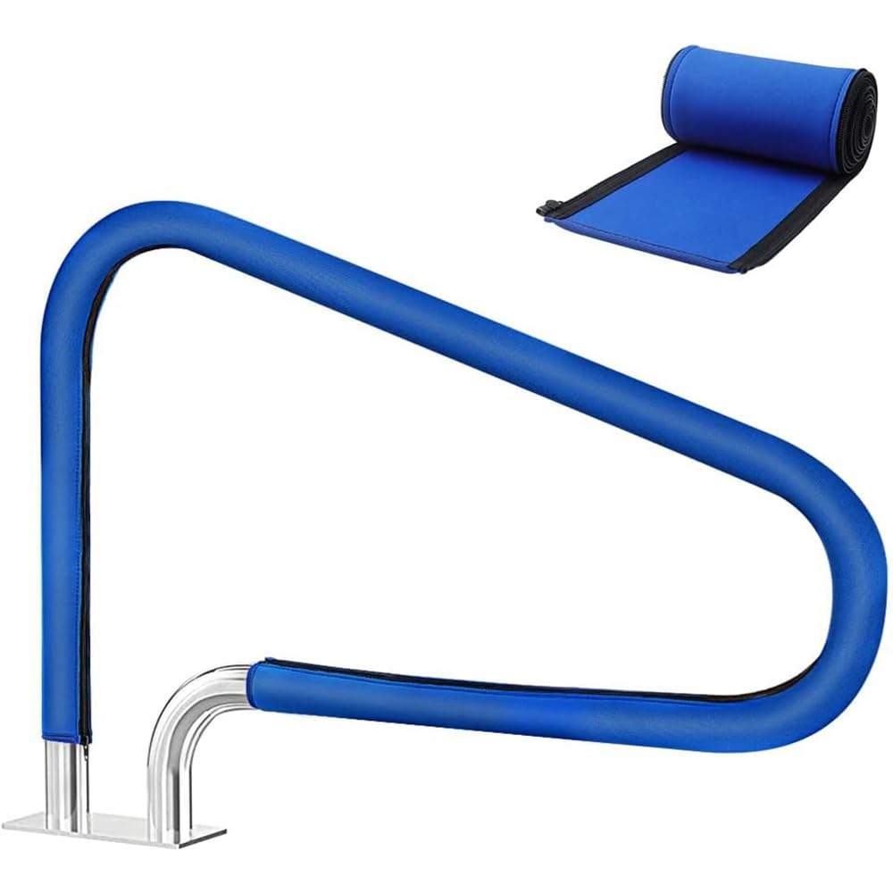 Cubierta para barandilla de piscina de 300 cm, cubierta de neopreno antideslizante resistente con cremalleras para escalones de escalera