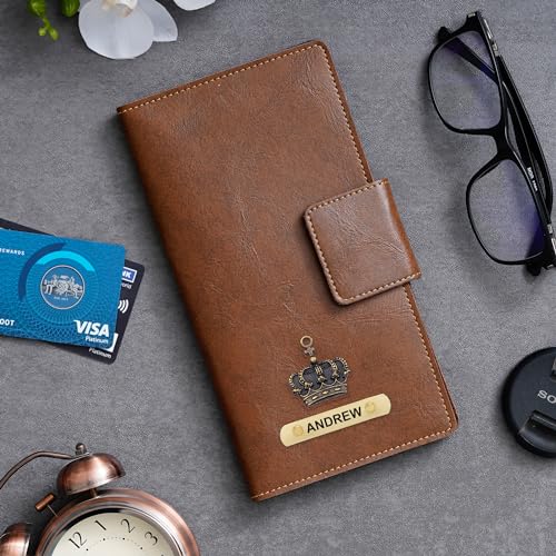 Image of Customized Travel Wallet with Name Engrave | Personalised Passport Holder for Women | Customised Passport Cover for Men and Women | Travel Organizer Gift Wallet (Brown)