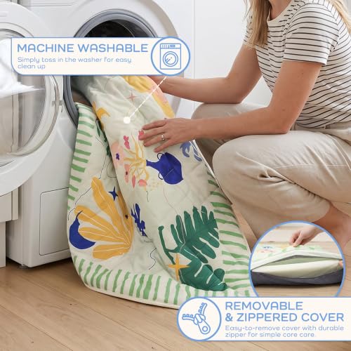 Image of 1.6 inch Thick Baby Play Mat, 50x50 Removable & Machine Washable Cover | Padded Memory Foam, Non-Slip Backing, 100% Baby-Safe Materials, Tummy Time Crawling, Outdoor, Bedroom, Living Room, Nursery