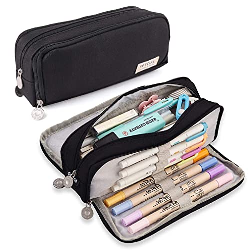 Image of Kawaii Cute Aesthetic Pencil Case for Girls & Boys | 3 Layer 6 Compartment Large Capacity Pencil Pouch with Zipper | Cartoon Stationery Organizer Bag for Students & Kids
