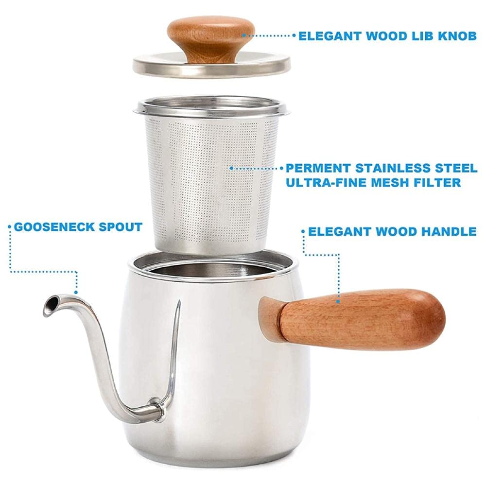 Czajniczek Zaparzacz Do Herbaty Czajniczek Ekspres Do Herbaty Należy Wlać Czajnik Ze Stali Nierdzewnej Długi Wąski Dasek Espresso Herbata V Neck Czajnik Garnek Z 12Z-Czarny
