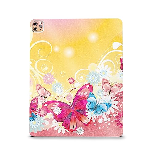 Image of MightySkins Carbon Fiber Skin Compatible with Apple iPad Pro 12.9 inch M2 6th Gen (2022) Full Wrap Kit - Floral Butterfly | Protective Durable Textured Carbon Fiber Finish | Easy to Apply Made in The USA