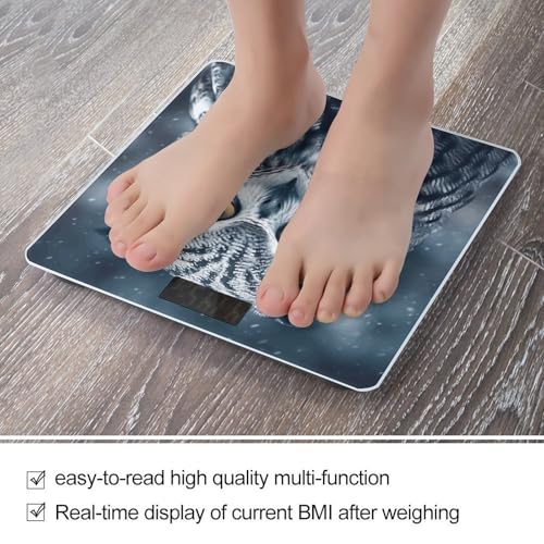Balanza digital de baño con búho gris y blanco de vidrio templado miniatura 5