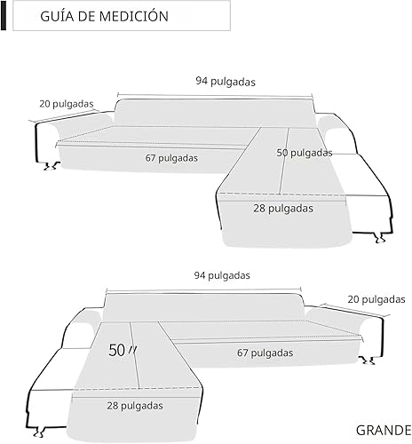 Miniatura 6 de Easy-Going - Fundas reversibles para sofá seccional en forma de L para perros, funda para sofá, funda para diván, protector de muebles para Gris