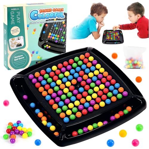 CHANCCI Intellektuelles Schachbrett Doppelduell 120 Stück Brettspiel Kugeln Intellectual Chessboard Brettspiel mit Bunte kugelns Elimination Brettspiels Schachbrett Bunte Kugeln Rainbow Ball Toy