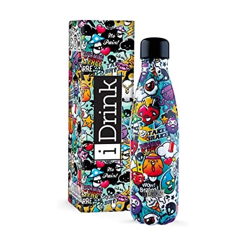 I-Drink Botella Térmica Doble Pared 500 ML, Decorada Graffiti Cover
