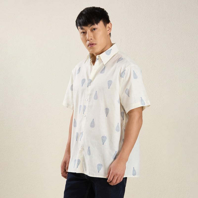 Image of MARK & ALBERT Men's Half Sleeve Linen Slim Fit Shirt