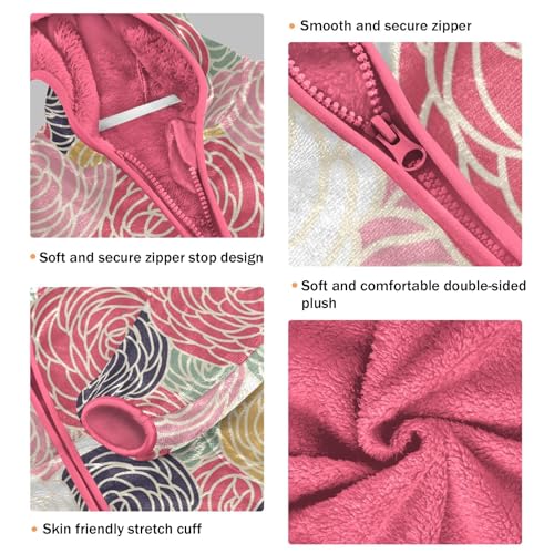 OTVEE Colorful Flowers Floral Kids Hoodie Jacket Fall Spring Full Zip Warm Outwear Coat3