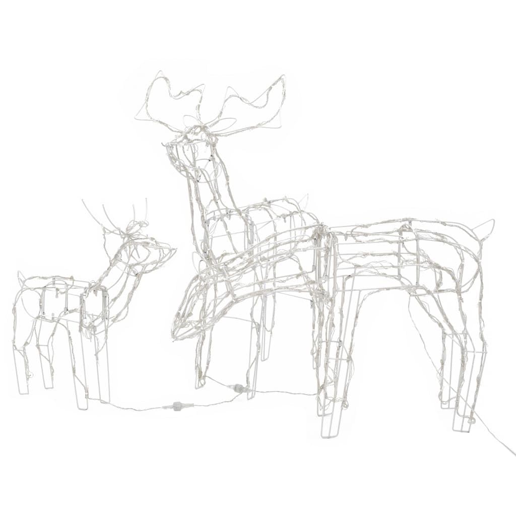 vidaXL Christmas Reindeers 3 Pcs, Christmas Lighting Display with 229 LEDs, Xmas Decoration for Indoor Outdoor, Holiday Ornament, Cold White