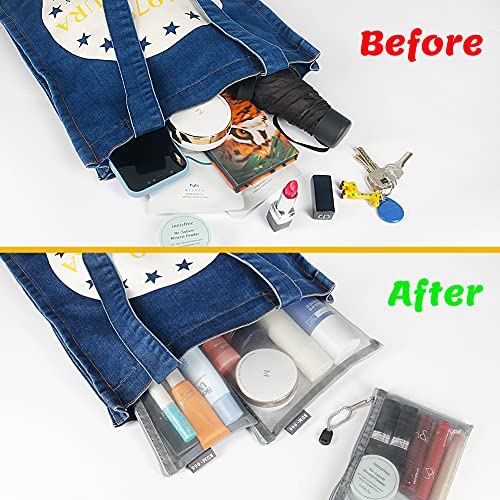 GINOYA 6 Pack Mesh Toiletry Bag, Nylon Makeup Pouches with Zipper for Cosmetic Home Office Purse Diaper Bag (Gray) - Image 4