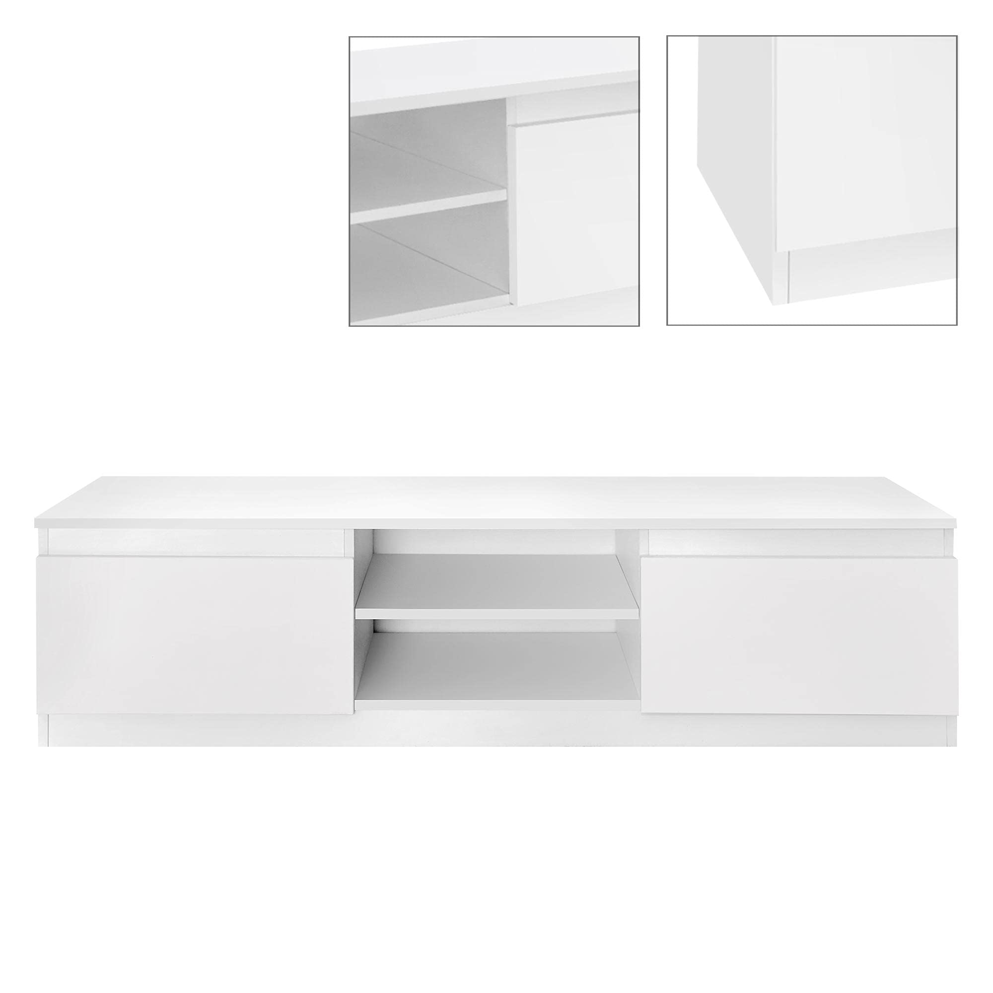 Supporto TV in Legno MDF Bianco ML-Design 120x36x40cm StorageCabina - Dettaglio