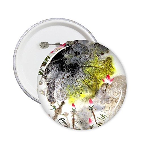 Impression bouton badge feuille de lotus broche ronde multicolore décoration vêtements peinture