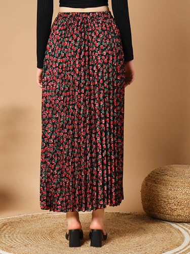 Image of KZULLY | Floral Printed Maxi Skirt | Comfortable Elastic Waist | Stylish Morden and Comfortable Looking | Fashionable and Modern Look Perfect for Any Event| Polyester, Crepe| for Women