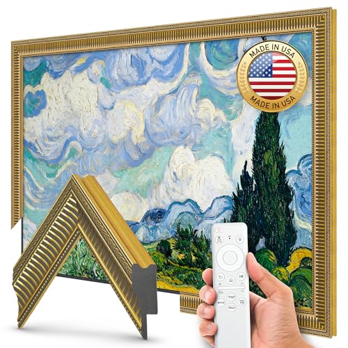 Empire Gold 3' Color Chip Slim Deco TV Frame (32',43',50',55',65',75',85') Compatible ONLY with Samsung The Frame and Pro TVs (Fits 2021-2026, LS03A,LS03B,LS03C,LS03D,LS03FA,LS03FW)