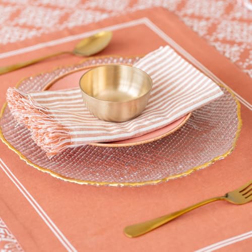 Image of THE YARD HOUSE Placemats - Reversible & Wipeable Cotton Placemats (Agra Red, Set of 4)