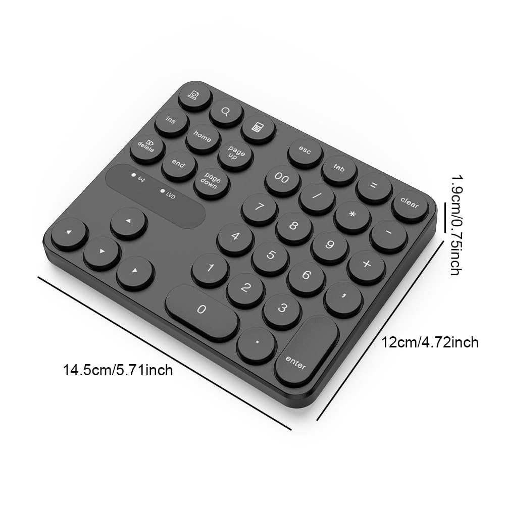 Mini Teclado numérico inalámbrico 35 Teclas USB-A USB-C para teclados de PC de Escritorio de computadora portátil