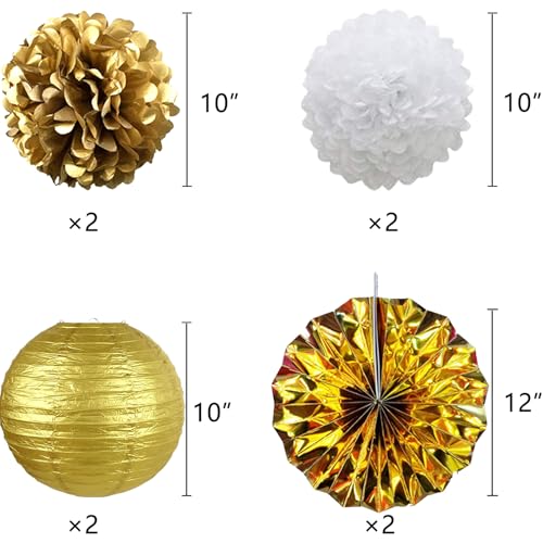 Image of Gold Graduation Party Decoration Class Banner Hanging Pom Poms Flowers High School College Grad Supplies