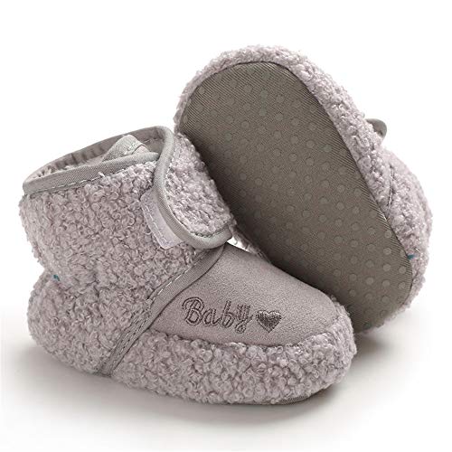 Image of Timatego Newborn Baby Boys Girls Booties Stay On Socks Non Skid Soft Sole Infant Toddler Warm Winter House Slipper Crib Shoes 0-18 Months
