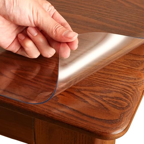 Image of 36 x 60 Inch Clear Table Cover Protector Rectangle, 1.5mm Transparent Plastic Table Protector Waterproof, Anti-Scratch Clear Desk Mat for Office Desktop Dresser Dining Table, FDA Compliant