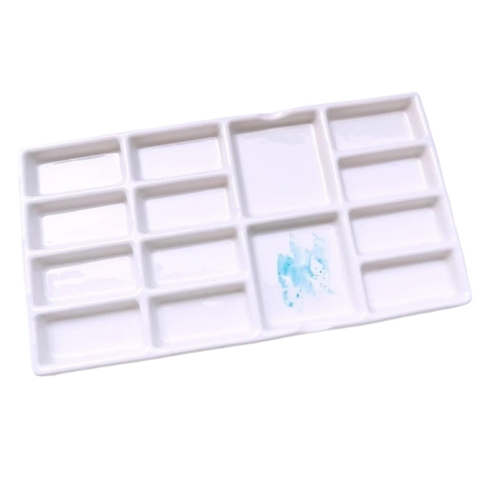 Ceramic Paint Palette Ceramic Watercolor Palette Large Rectangular Multi-grid White Porcelain Easy to Clean Painting Tools Art Supplies for Watercolour(14 grids)