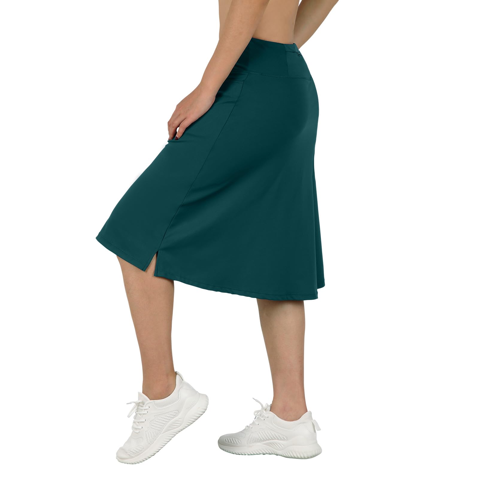 Knielange Skorts für Damen mit Taschen, Midirock mit integrierten Shorts, Golf, Tennisrock für Freizeit