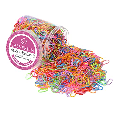Jasvrelin 2000 Pcs Multicolor Rubber Bands, Tiny Hair Elastics Rainbow Small Braid Bands Baby Hair Elastics For Infants No Snag #TOP1