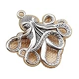 honggui 1111-5pcs 59x57mm 2 colores grandes pulpo colgantes grandes pulpo colgantes pulpo encanto pulpo (plata antigua)