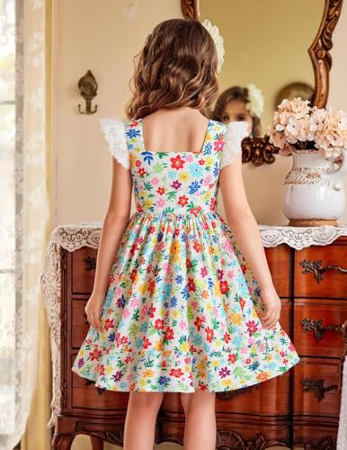Little Girl A-Line Dress Summer Hollow Out Lace Sleeve Party Sundress Kids Casual Ruffle Hem Outfit Clothes 18Month-8Years3