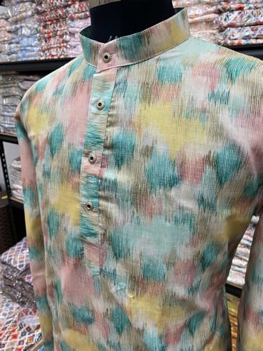 Image of FOXDX Men's Traditional Cotton Floral Printed Only Kurta