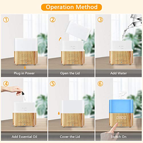 Alarm Clock Essential Oil Diffuser, Aromatherapy Diffuser With Bluetooth Speaker,Daroma 300Ml Scent Mist Fragrance Ultrasonic Room Humidifier,7 Color Mood Lights Home Office Gift Night Lamp,Light #TOP6