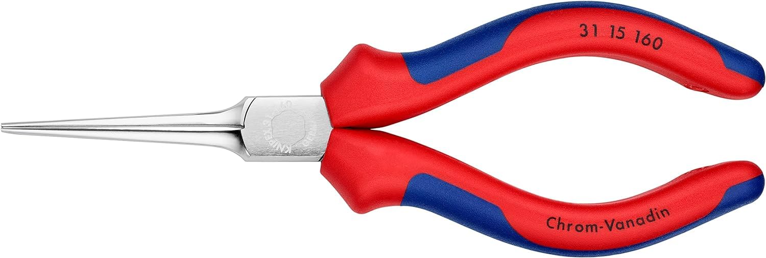 KNIPEX Alicate de presión (Alicate acabado en punta) cromado con mangos multicomponente 160 mm, 31 15 160