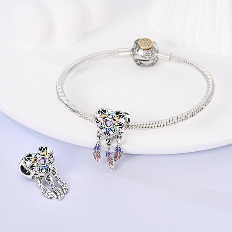 LNQOBU 925 Sterling Silver Charms for Bracelets Necklaces,5A Cubic Zirconias Evil Eye Dangle Beads Charms Jewelry Gift for Women (With one Spacer Beads Charms) - Image 3