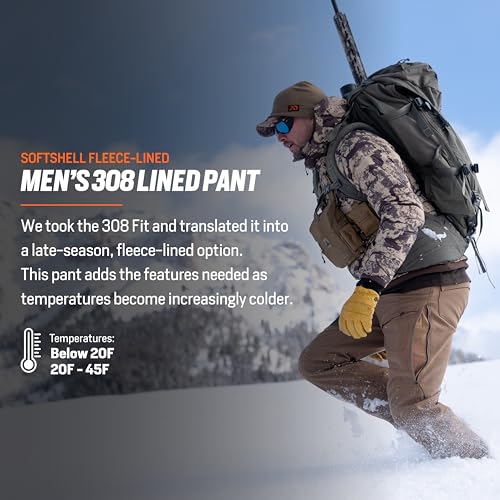 First Lite Men’s 308 Lined Pant - Softshell Fleece Lined Stretch Camo Hunting Pants with Hip Vents, Year Round Hunting Gear4