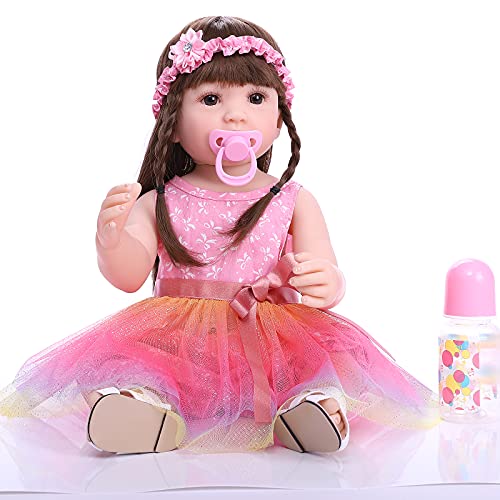 ZIYIUI 22 Zoll 55 cm Realistische Reborn Babypuppen Silikon Vinyl Reborn Baby Mädchen Handgemacht Junge Mädchen… – Bild 3