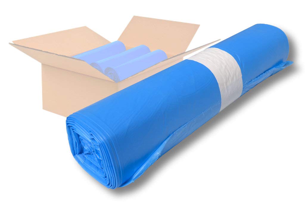 dm-folien Bolsas de basura azules, 120 litros, 500 unidades, 700 x 1100 mm, grandes bolsas de basura para residuos ligeros a medianos I Bolsas de basura resistentes de LDPE regenerado I Bolsas de