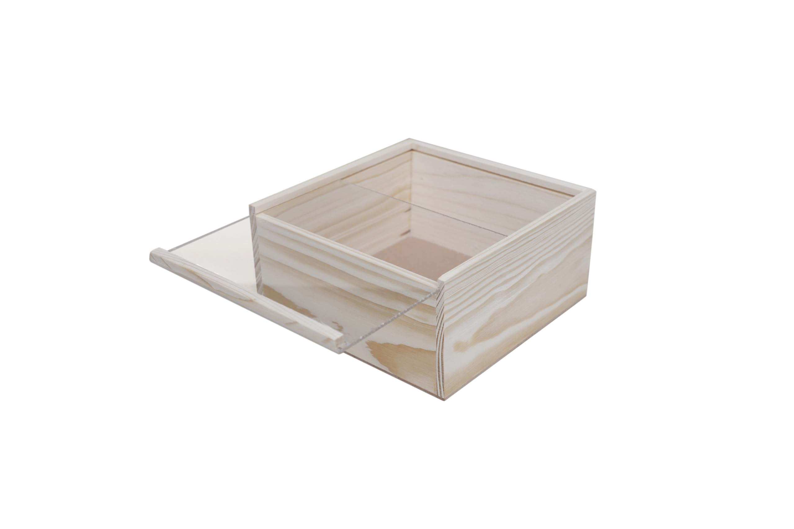 Help Them Shine Original Pinewood Box With Acrylic Top | Sqaure Shaped | With Acrylic Glass Cover | Raw Wood Colour | Pinewood Box| Household Decoration | Dining Table Organizer | Size 20x20x10 Cm-image-15