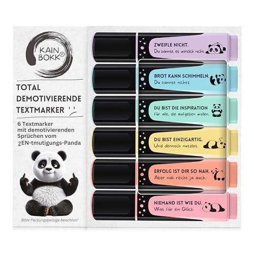 GLÜCKSGUT® 6x Textmarker | Demotivierende Sprüche | Geschenk für Büro Studium Uni Schule | Abschiedsgeschenk für Kollegen Chef Lehrer | Anti Stress GLÜCKSGUT® 6x Textmarker | Demotivierende Sprüche | Geschenk für Büro Studium Uni Schule | Abschiedsgeschenk für Kollegen Chef Lehrer | Anti Stress