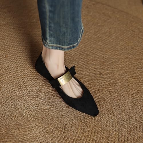 Cozivwaiy Mary Janes Shoes Women Soft Ballet Flats Comfortable Pointed Toe Buckle Strap Business Casual Shoes 5