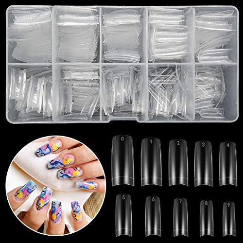 Acrylic Nail Tips,500Pcs Clear French Artificial False Nail Tips,Half Cover False Nail Tips For Manicure Nails Art Salons & Home DIY