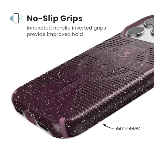 Image of Speck CANDYSHELL Grip +MS Case for iPhone 17 Pro - Plumberry Glitter | Slim Protective Grip | Drop Protection | MagSafe Compatible