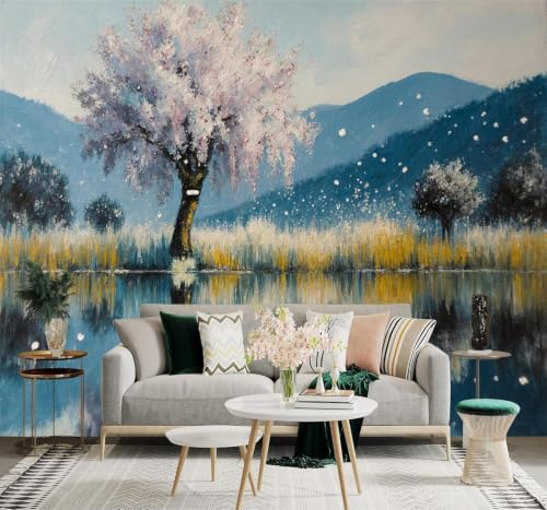 Papier peint 3D montagnes et fleurs pour une ambiance salon nature - 2