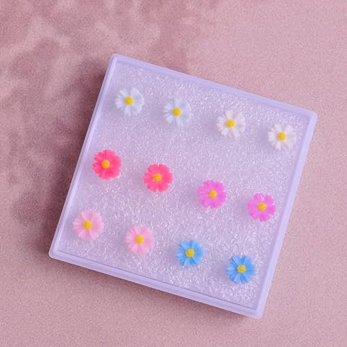 Image of Plastic Earrings for Sensitive Ears Flower Studs for Women